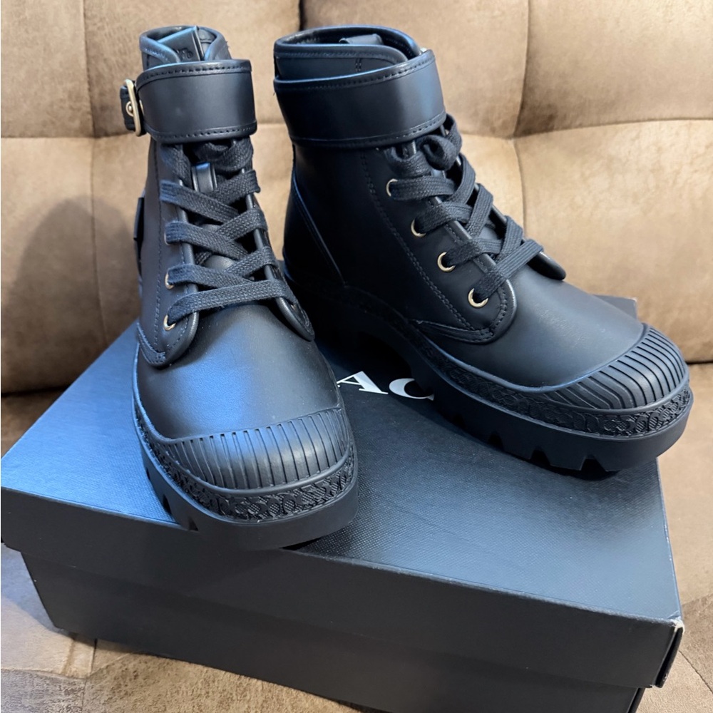 Coach Black Combat & Moto Boots